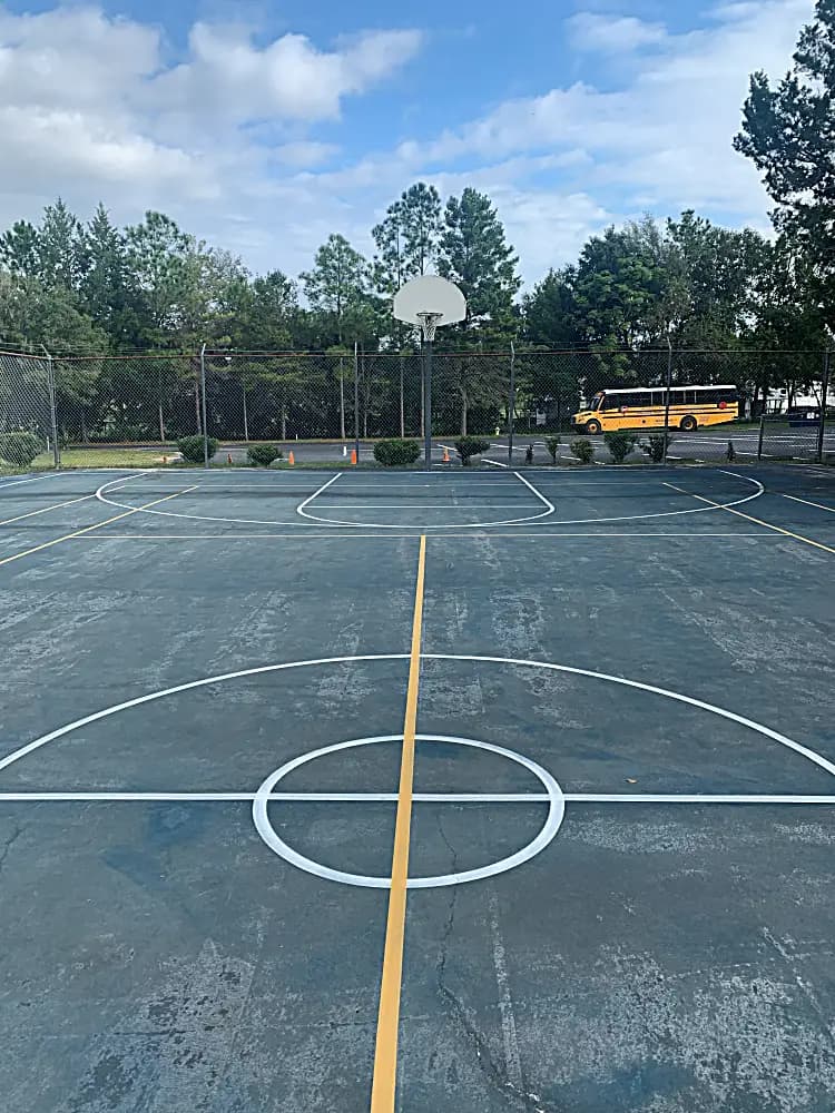 Basketball court deteriorated surface