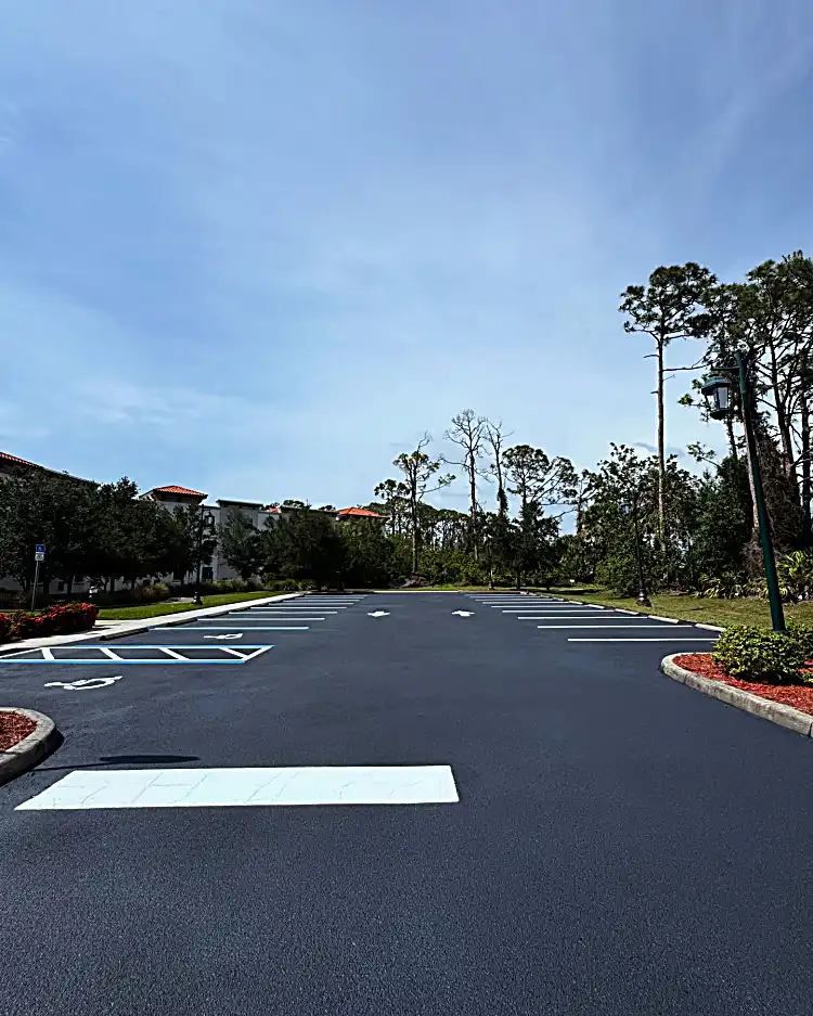 Parking lot with ADA compliant striping