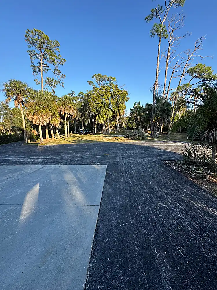 Driveway meeting parking area