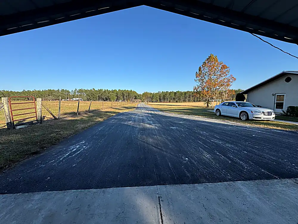 Completed residential driveway with smooth millings surface