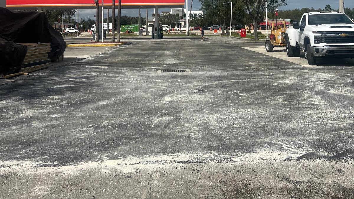Aged commercial pavement before scheduled maintenance work